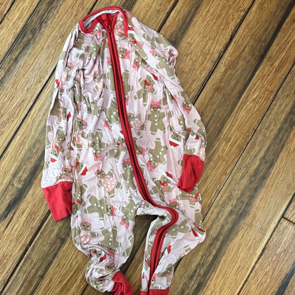 Little Sleepies Pink Gingerbread Print Footed Pajama